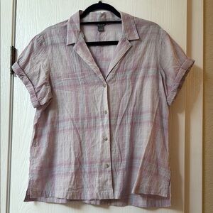 Eddie Bauer Lavender Plaid Button-Up Women's Top size L